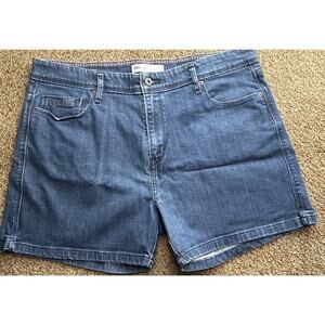 Wmns Levis Sz 16 5 Pocket Dark Wash Shorts Casual Comfort Small Side Slit